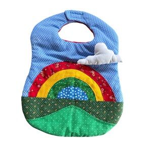 Rainbow Patchwork Baby Bib 3D Puffy Cloud Mixed Calico Prints Retro